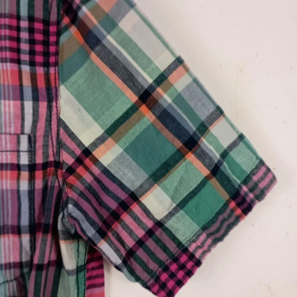 Mossimo Supply Mens Multicolor Madras Plaid Short Sleeve Button-Up Shirt Size S - Picture 2 of 5